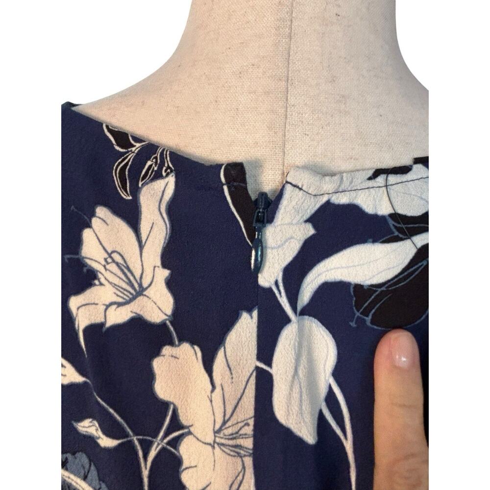 Talbots Plus Size 18W Navy Blue Floral Belt Dress Midi NEW NWT - Picture 7 of 11